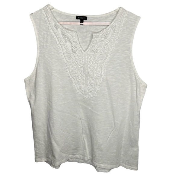 Talbots White Lace Front Tank Top - Picture 1 of 7